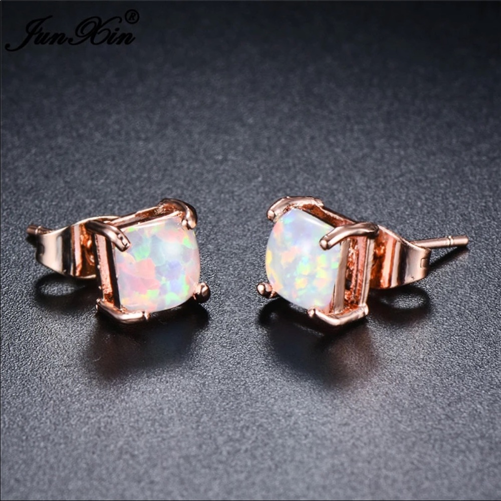 Lab Created Opal Earrings - Picture 2 of 6
